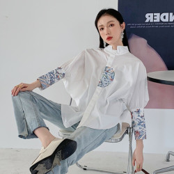 民族風復古刺綉襯衫女長袖2025春裝新款風唐裝女改良款潮上衣