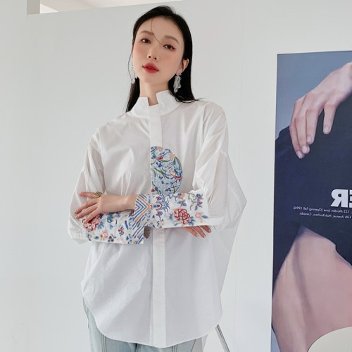 民族風復古刺綉襯衫女長袖2025春裝新款風唐裝女改良款潮上衣