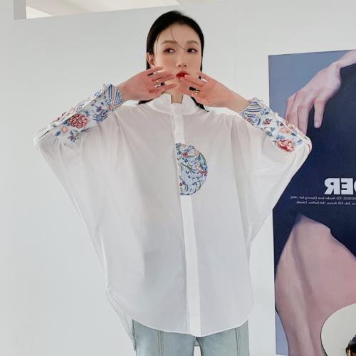 民族風復古刺綉襯衫女長袖2025春裝新款風唐裝女改良款潮上衣