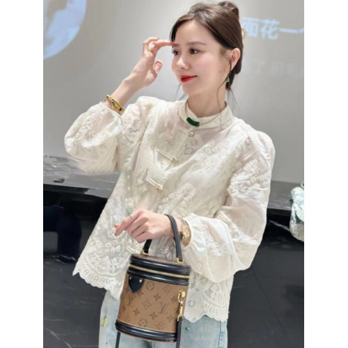 新中式國風襯衫女氣質襯衣春裝新款2025白色小衫流行爆款外套上衣