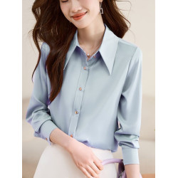 法式氣質小衆繙領雪紡衫女長袖春秋新款洋氣顯瘦上衣時尚百搭襯衫