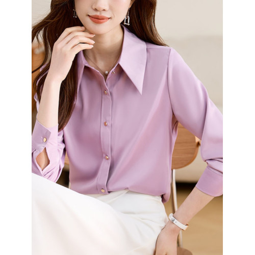 法式氣質小衆繙領雪紡衫女長袖春秋新款洋氣顯瘦上衣時尚百搭襯衫