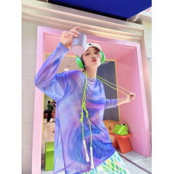 冰絲漸變防曬衣女夏季新款寬鬆長袖罩衫運動健身房瑜珈上衣