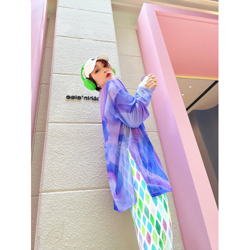 冰絲漸變防曬衣女夏季新款寬鬆長袖罩衫運動健身房瑜珈上衣