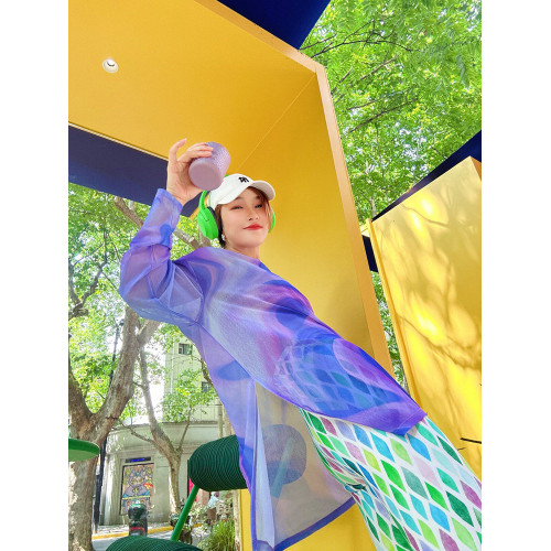 冰絲漸變防曬衣女夏季新款寬鬆長袖罩衫運動健身房瑜珈上衣