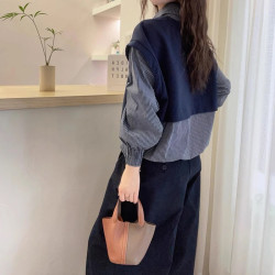 韓版顯瘦百搭休閒復古格子襯衫女2026春秋季假兩件工裝長袖上衣