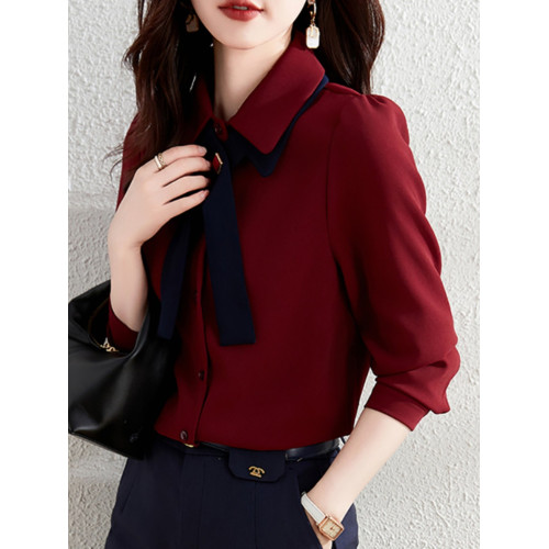 今年流行漂亮襯衫女士早春季2025年新款洋氣紅色上衣小衫長袖襯衣