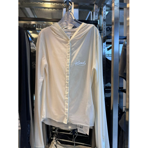 badblood韓國防曬衫女透視單排釦連帽衫辣妹美式長袖字母開衫外套