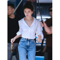 法式白色v領長袖襯衫女春秋新款設計感小衆氣質職業通勤百搭上衣