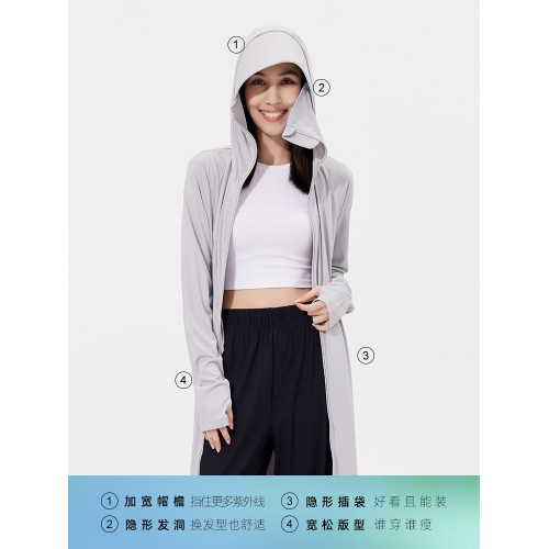 ohsunny女神長款防曬衣夏季新款原紗運動透氣防紫外線全身防曬服