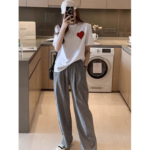 愛心刺綉純棉T恤女夏季新款潮牌歐貨短袖半袖美式高街上衣打底衫