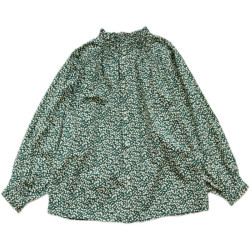 出口女裝原單高密棉碎花木耳邊領襯衫法式宮廷風休閒春夏襯衣