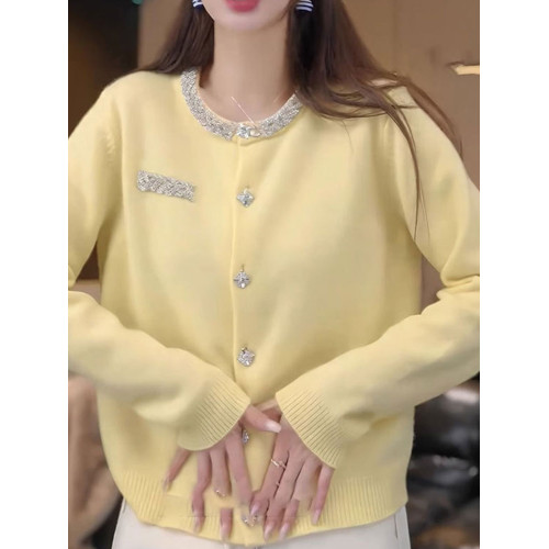 溫柔風毛衣針織開衫燙鑽設計感上衣外套長袖休閒2025秋季新款慵懶