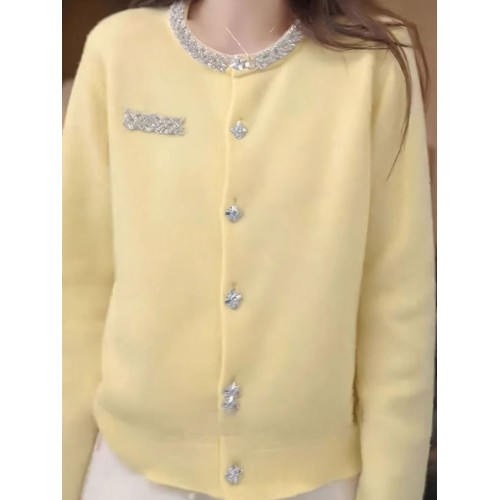 溫柔風毛衣針織開衫燙鑽設計感上衣外套長袖休閒2025秋季新款慵懶