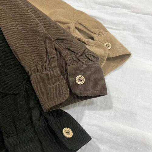 純棉細燈芯絨襯衫女早春新款休閒百搭打底衫長袖上衣0.36 B13211