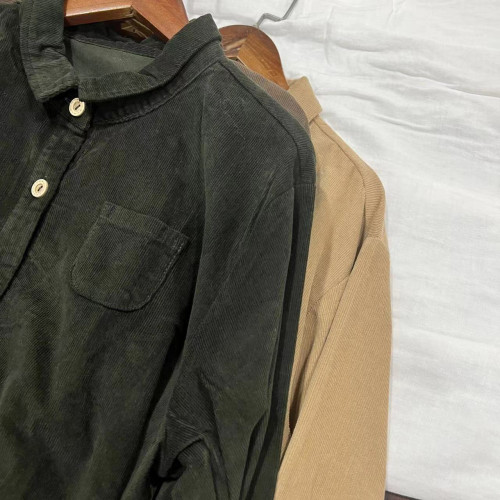 純棉細燈芯絨襯衫女早春新款休閒百搭打底衫長袖上衣0.36 B13211