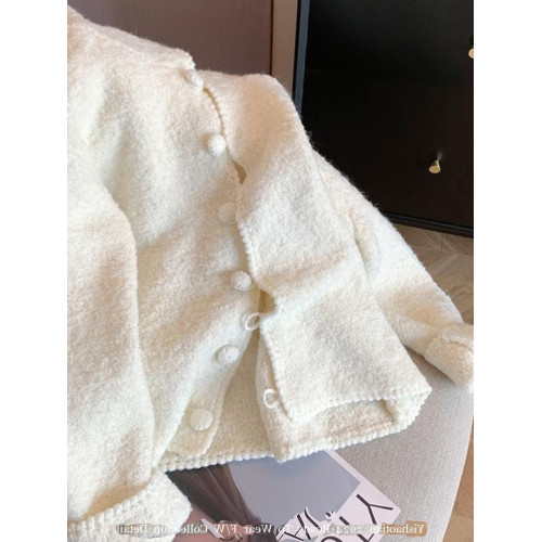 自畱款推薦~米白色連帽毛衣開衫女秋冬新款慵懶寬鬆軟糯針織外套