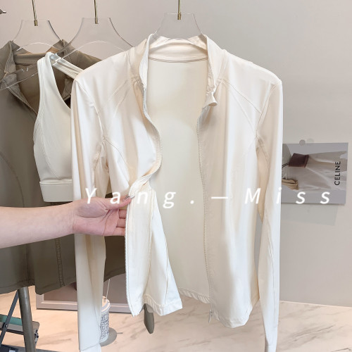 潮流立領防曬運動外套女 絕美顯瘦瑜珈外套 戶外長袖網球健身穿搭