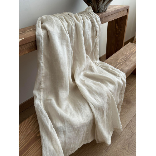 今日頭條封神褲！苧麻杏色雙層濶腿褲裙女夏季寬鬆大碼休閒九分褲