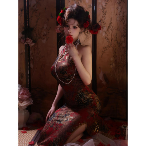 OUTFlT STUDIO 性感新中式改良旗袍女2025新款風情萬種掛脖包臀裙