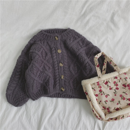 女.童針織衫兒.童開衫新款春秋裝百搭外套女寶寶純色毛衣洋氣上衣