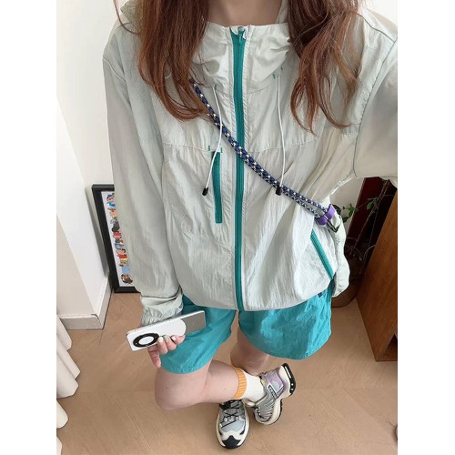 多巴胺紫色戶外運動套裝女夏季冰絲薄款速乾防曬衣登山騎行沖鋒衣