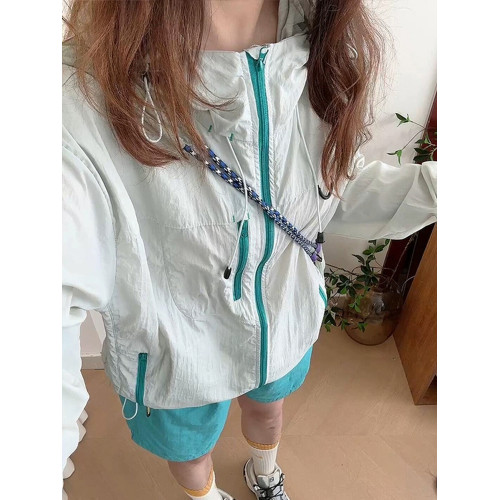 多巴胺紫色戶外運動套裝女夏季冰絲薄款速乾防曬衣登山騎行沖鋒衣