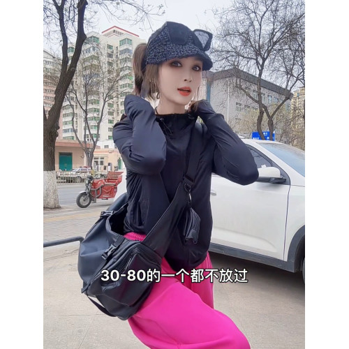 網紅同款夏季冰爽連帽抽繩防曬衣女2025新款高彈戶外透氣輕薄開衫