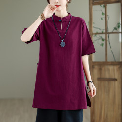 高級減齡大碼復古文藝百搭夏新款高檔文藝優雅復古套頭襯衫上衣女