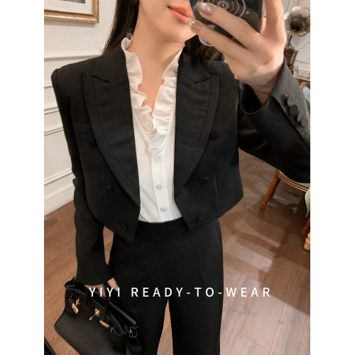 [春日萬金油]小個子法式 V 領荷葉邊襯衫女2026新款春季白色內搭