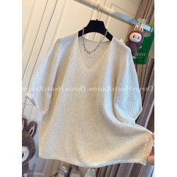 氣質薄款上衣t恤針織舒適純色慵懶風通勤2025夏季短袖防曬服休閒