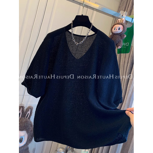 氣質薄款上衣t恤針織舒適純色慵懶風通勤2025夏季短袖防曬服休閒