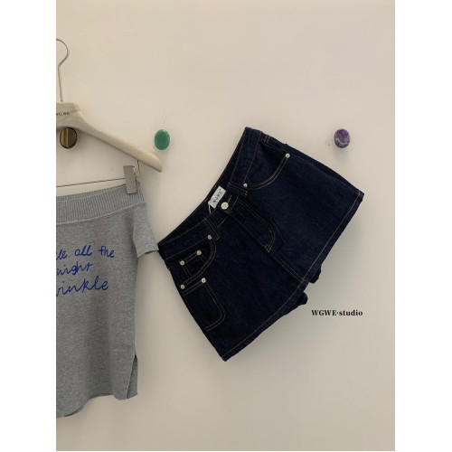 認真賣 牛仔半身裙夏季新款高腰顯a字裙褲簡約百搭包臀短裙子