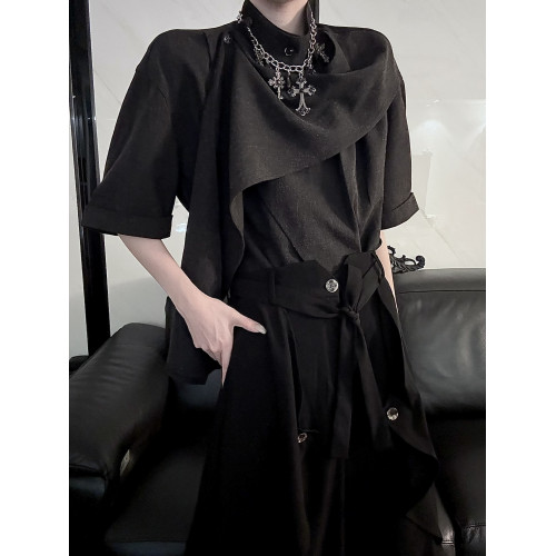 Aont【雙生子系列】原創小衆短袖襯衫夏季新款中性風休閒上衣男女