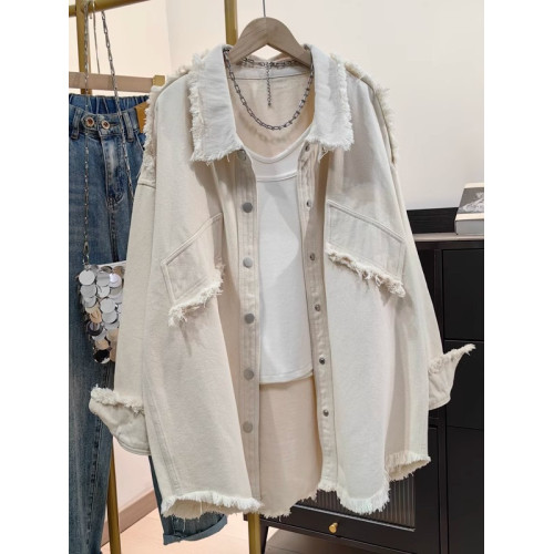 2025春秋新款男友風休閒大碼上衣全棉牛仔襯衫設計感時尚工裝外套