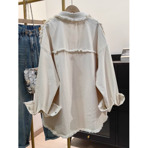 2025春秋新款男友風休閒大碼上衣全棉牛仔襯衫設計感時尚工裝外套