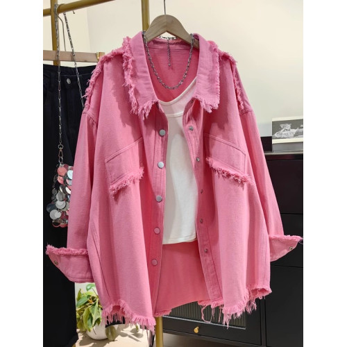 2025春秋新款男友風休閒大碼上衣全棉牛仔襯衫設計感時尚工裝外套