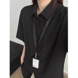 卡其色冰絲短袖襯衫女夏季薄款輕職場通勤穿搭襯衣情侶裝半袖外套