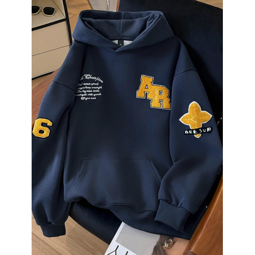 國潮牌美式高街毛巾綉連帽衛衣女2025新款潮牌痞帥設計感小衆上衣