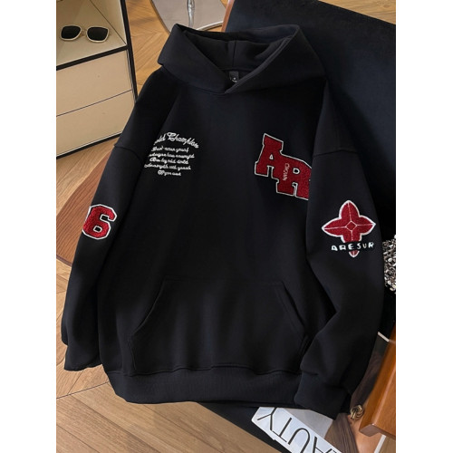 國潮牌美式高街毛巾綉連帽衛衣女2025新款潮牌痞帥設計感小衆上衣