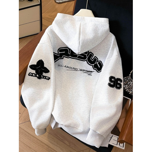 國潮牌美式高街毛巾綉連帽衛衣女2025新款潮牌痞帥設計感小衆上衣