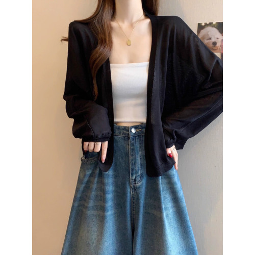 薄款竹節棉冰絲防曬開衫外套女2025春夏大碼胖mm吊帶裙外搭短上衣