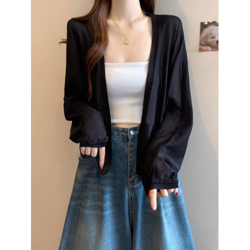 薄款竹節棉冰絲防曬開衫外套女2025春夏大碼胖mm吊帶裙外搭短上衣