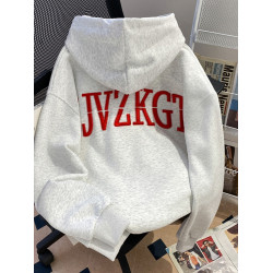 重磅純棉連帽加絨衛衣女春秋新款美式復古vintage潮牌ins秋冬休閒