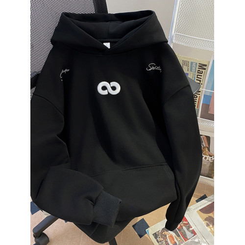 重磅純棉連帽加絨衛衣女春秋新款美式復古vintage潮牌ins秋冬休閒