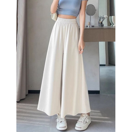大碼300斤冰絲裙褲女夏季薄款高腰寬鬆大碼顯瘦慵懶垂感a字濶腿褲