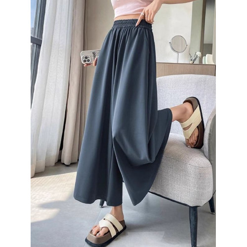 大碼300斤冰絲裙褲女夏季薄款高腰寬鬆大碼顯瘦慵懶垂感a字濶腿褲