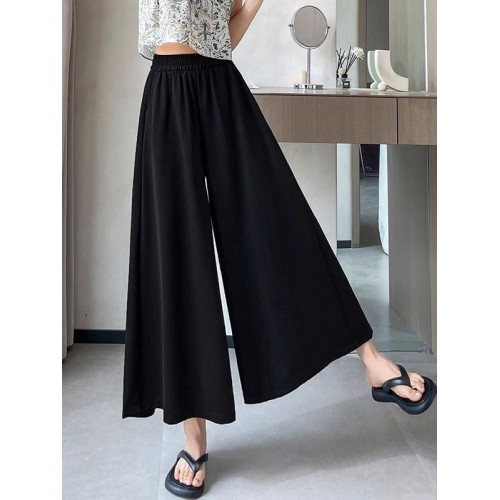 大碼300斤冰絲裙褲女夏季薄款高腰寬鬆大碼顯瘦慵懶垂感a字濶腿褲