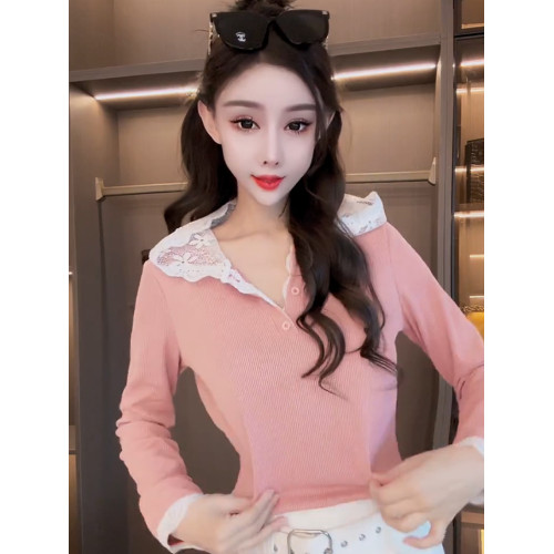 2025春季新款設計感蕾絲連帽拼接長袖針織衫女時尚顯瘦減齡上衣潮