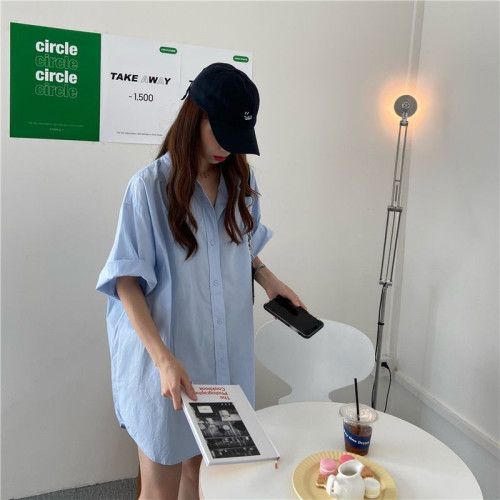 胖mm2-300斤襯衫裙薄款襯衣外套女夏季韓版寬鬆oversized百搭上衣